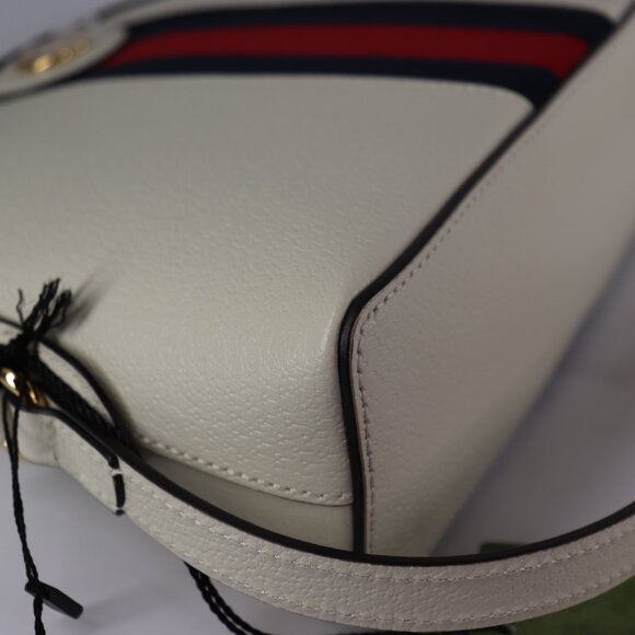 *NEW* Gucci Ophidia Dome Sherry Leather Web Stripe Cream White - Picture 11 of 14